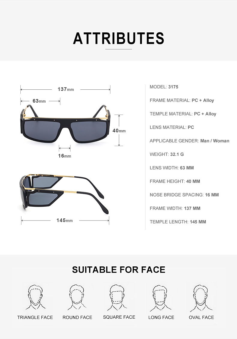 Mode Vierseitige Quadratische Rahmen Anti-blau Uv-schutz Sonnenbrillen Großhandel display picture 24