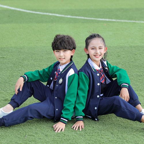School uniform for primary school students, spring and autumn edition, college style, first grade class uniform, sporty baseball style, kindergarten autumn uniform, kindergarten logo