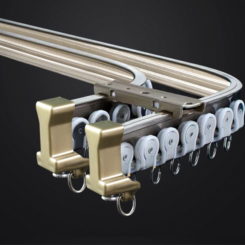 9#铝合金静音弯轨U型L型梯型弧型飘窗弯曲滑道顶装侧装单双导轨道|ms