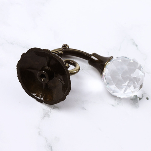 Lehui Window Decoration European Curtain Hooks High-end Round Crystal Wall Hooks Wall Hooks Curtain Accessories Manufacturer Wholesale