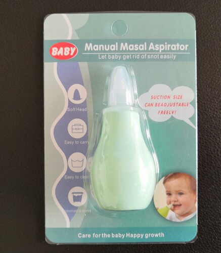 Manual silicone nasal aspirator, nasal aspirator, pump-type baby nasal aspirator, cold and mucus cleaning, with packaging