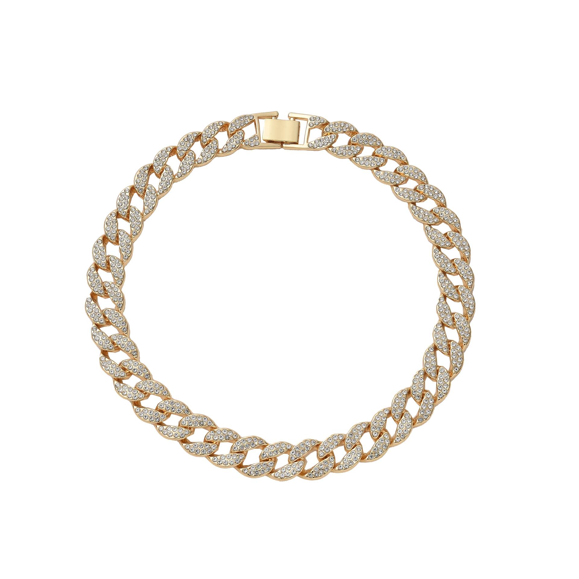 Collar de diamantes de aleación de diamantes de hombres y mujeres populares europeos y estadounidenses incrustados en diamantes cadena cubana de hip hop para hombres al por mayor joyería estadounidense