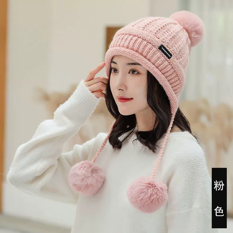 Милый шерстяной бренд Demi-сезон бейсболка, теплая вязана шапка, корейский стиль, защита ушей