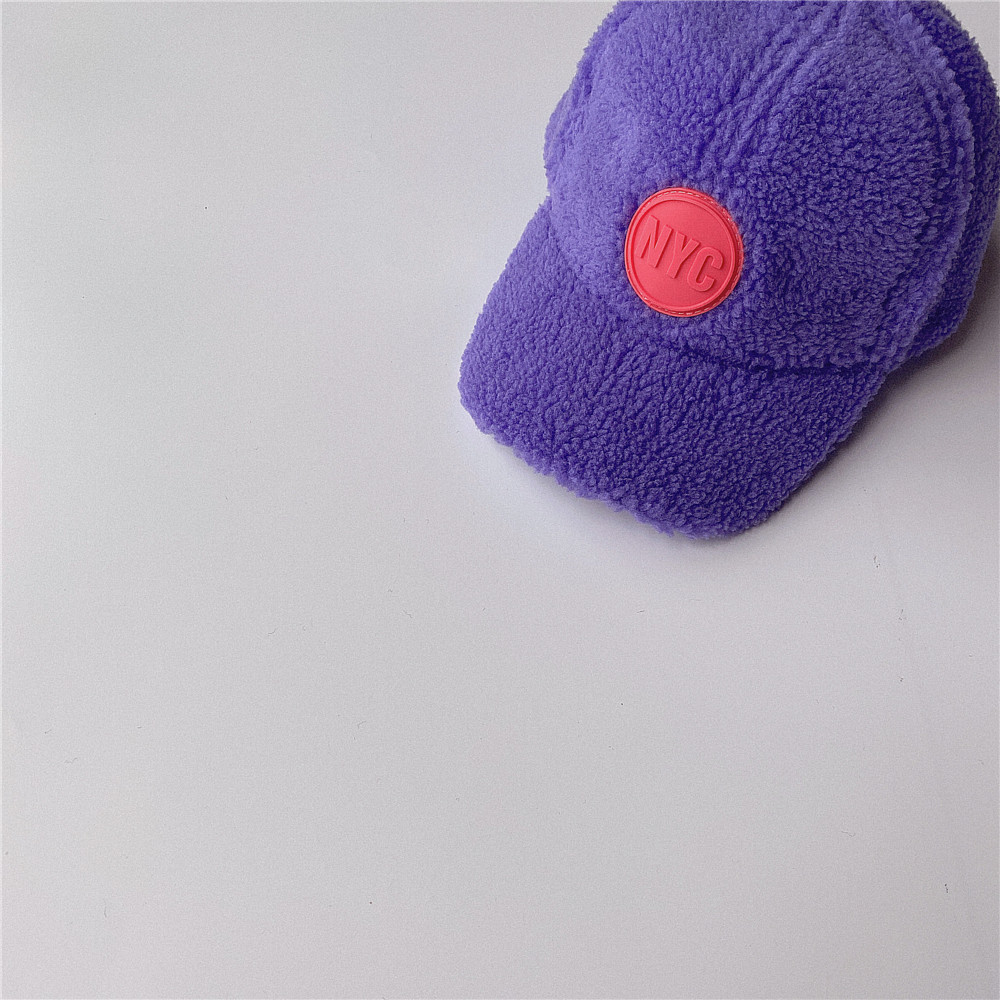 Children's Fleece Solid Color Baseball Cap display picture 4