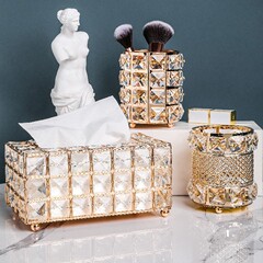 水晶化妝刷美甲工具收納盒少女閃耀玻璃擺件美妝刷子化妝品筆筒刷