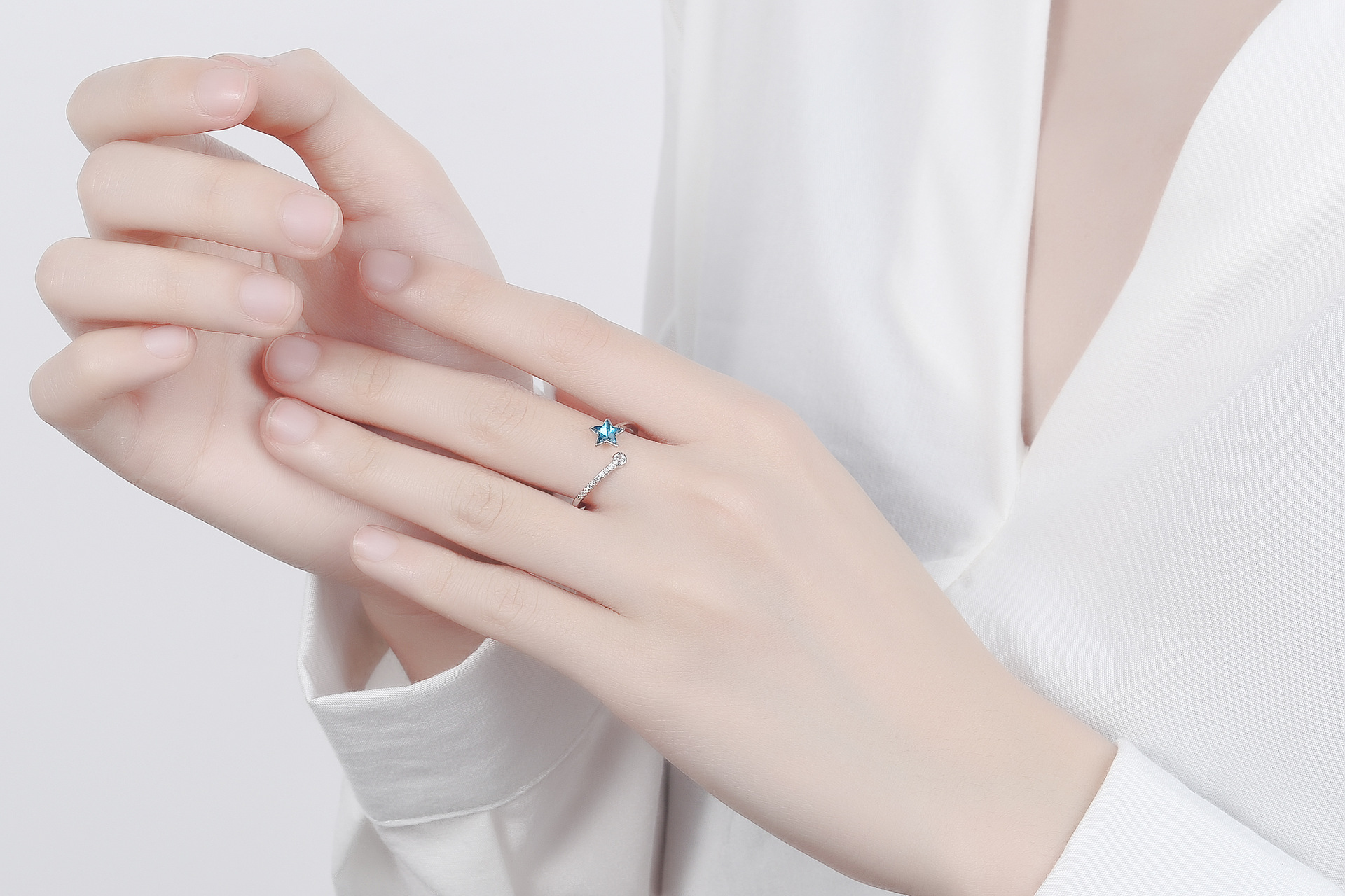 Blue Starry Sky Pentagram Ring