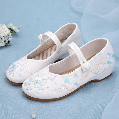 Hanfu Shoes old Beijing cloth shoes embroidered shoes ancientry hanfu increased in cloth shoes embroidered shoes for women shoes