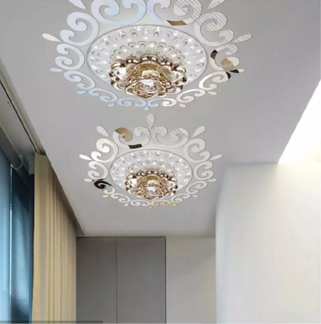 跨境产品耳环状镜面墙贴天花板餐厅走廊卧室镜面贴 DIY立体墙面贴|ru