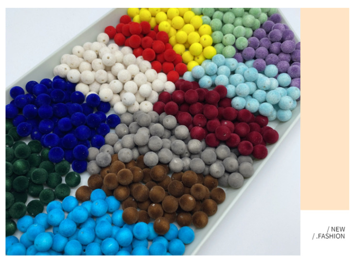 Factory direct sales of acrylic through-hole flocked round beads for diy matching and making earrings, bags, accessories and beading materials detail image 13