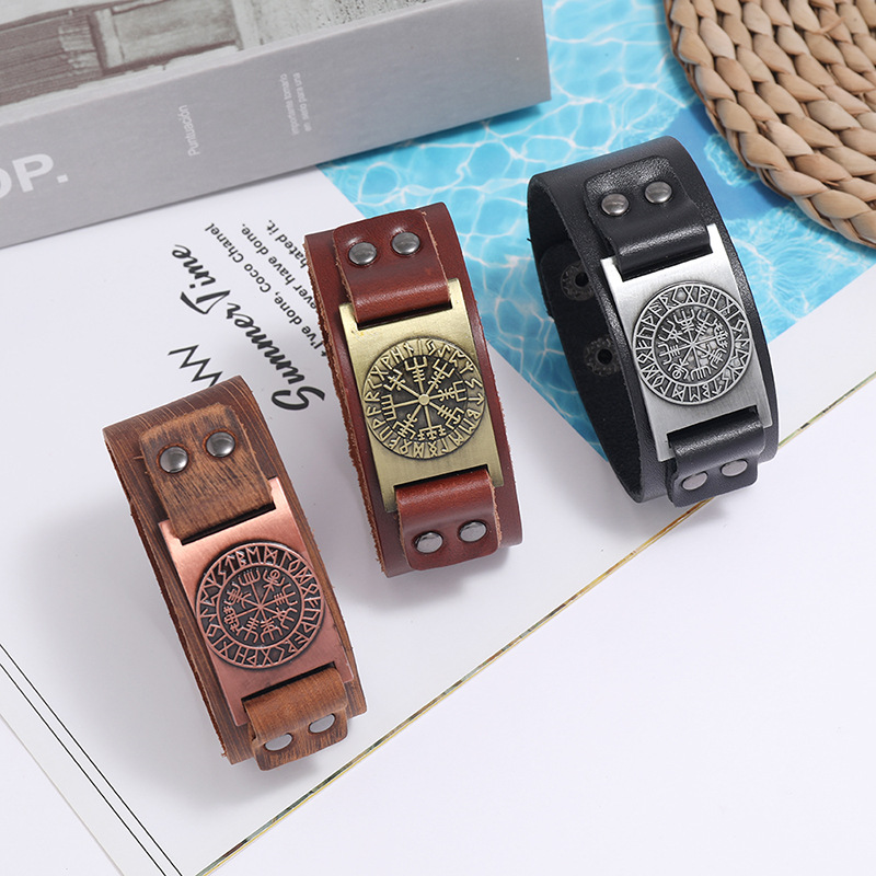 Hot-selling leather fashion simple retro punk bracelet menu0027s jewelry nihaojewelry