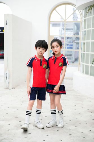 Summer new school uniform set for primary and secondary school students, unisex short-sleeve performance wear, college style children's class uniform, two-piece set