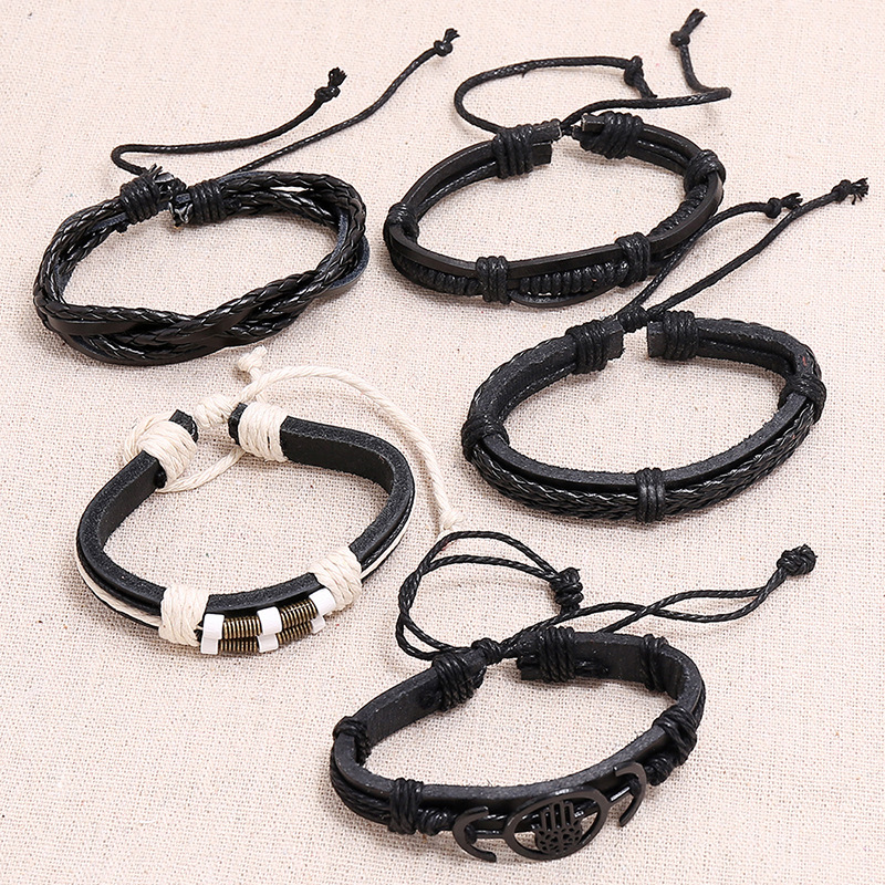 Hot-selling  Retro Woven Cowhide Bracelet Diy Combination  Bracelet display picture 1