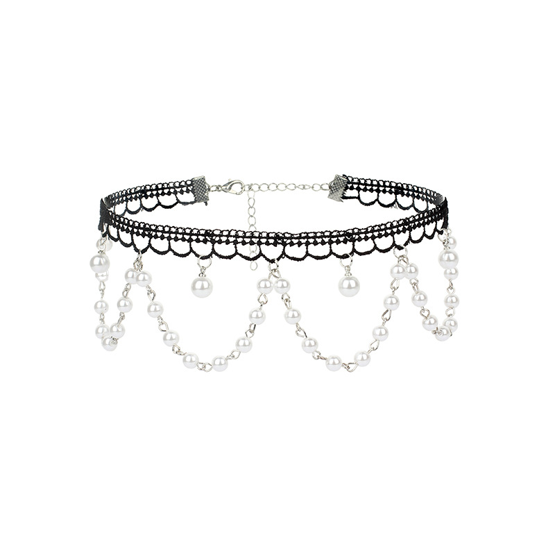 Mode Neue Perle Spitze Quaste Legierung Schlüsselbein Kette Halskette Für Frauen Großhandel display picture 5