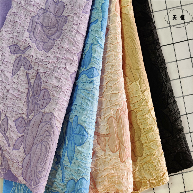 厂家直供涤纶植物花提花女装童装衬衫连衣裙箱包帽子DIY面料现批