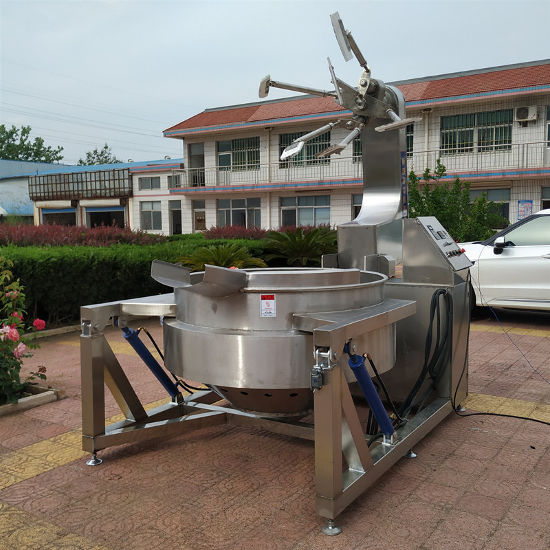 Large electromagnetic heating high viscous wok planetary stirring sandwich Pan full set of beef sauce processing line equipment