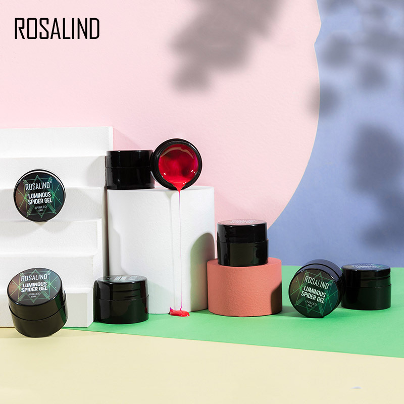 rosalind夜光拉丝胶8只装套装 跨境彩妆夜光弹力蜘蛛胶光疗胶套餐