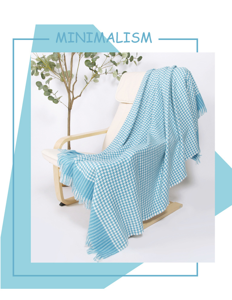 Fashion Houndstooth Acrylic Blanket display picture 2