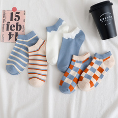 Socks for Girls - Spring and Autumn Style, Korean Version, Cotton Thin Striped Slip-On Cotton Boat Socks for Women, Cotton Ins Fashion Invisible Short Socks