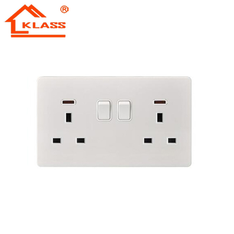 英式外贸出口86型双英式插座 白色pc146两位13A英规插座