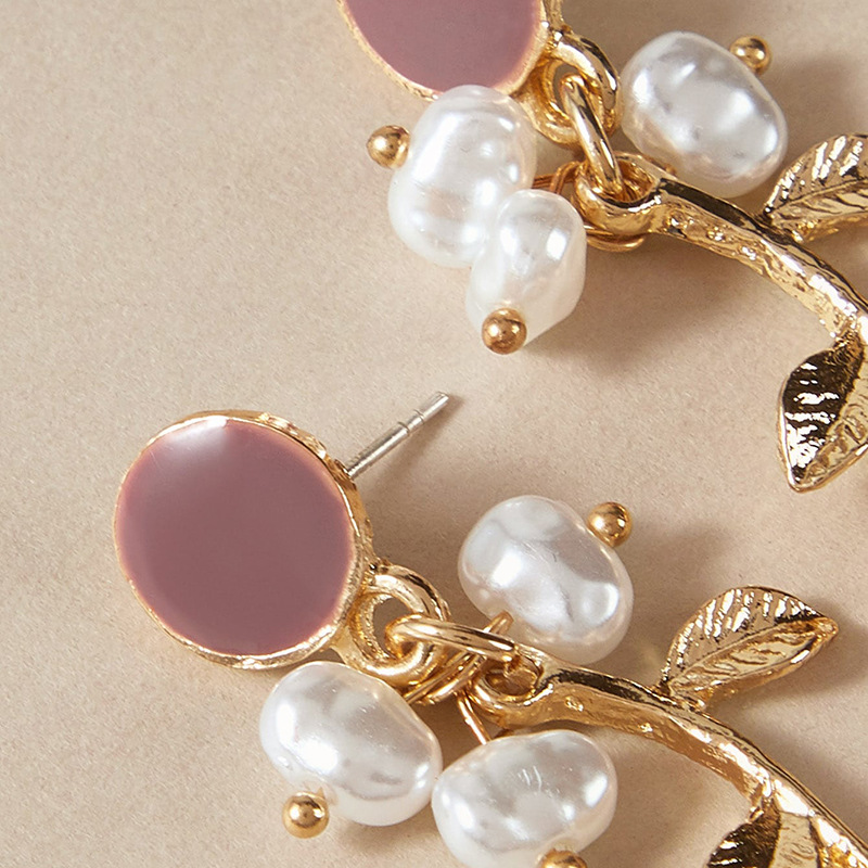 New Korean Fashion Rose Pearl Diamond Circle Pearl Alloy Pendant Earrings display picture 20