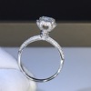 Zirconium, trend fashionable ring with stone, platinum 950 sample, high waist