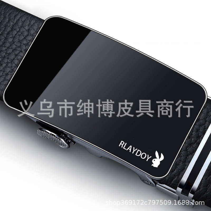 Young Man's Belt, Men's Wide Waistband, Versatile Automatic Buckle, Youth Business Fashion, Korean Style Casual Pants Belt 3