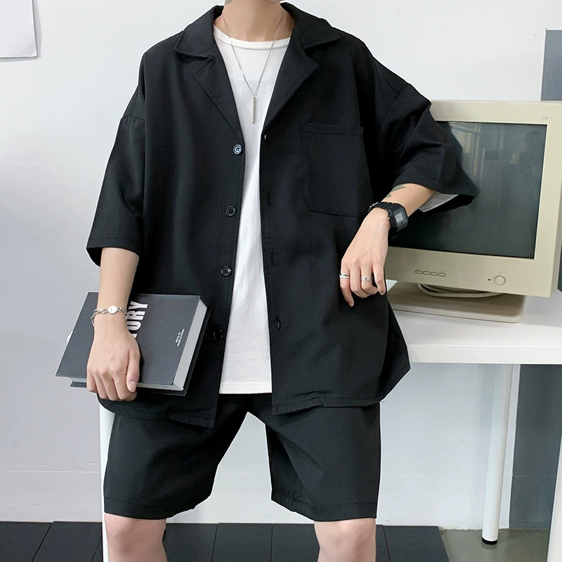 Summer thin set, trend suit for leisure, trousers, Korean style, simple and elegant design