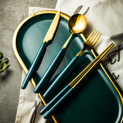 三件套西餐餐具套裝刀叉勺兩件北歐ins風家用不鏽鋼高檔歐式金色