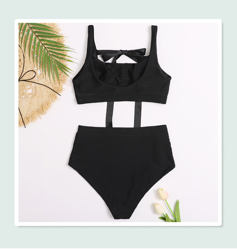 high waist strap button split bikini NSHL31380