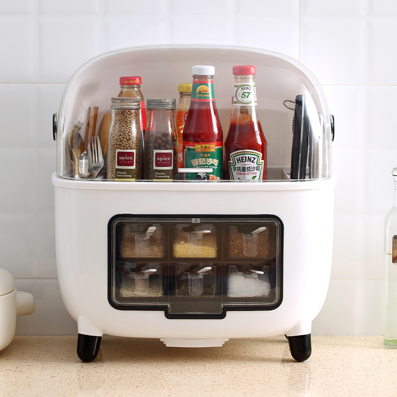 Kitchen Spice Rack, Knife Holder, Multi-function Condiment Set, Drainage Supplies and Appliances Storage Box