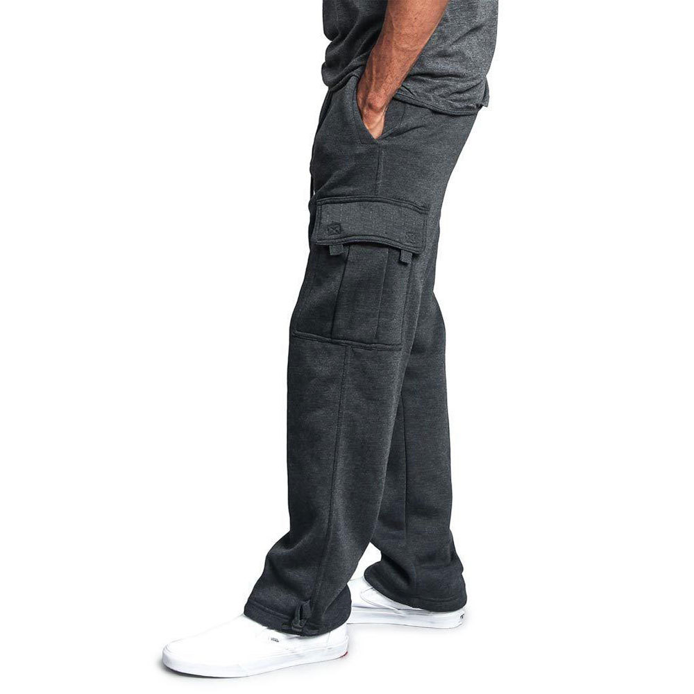 Pantalon de travail décontracté en polaire pour homme, idéal pour l'automne et l'hiver, style multipoches, grandes tailles, coupe ample._voghion.com