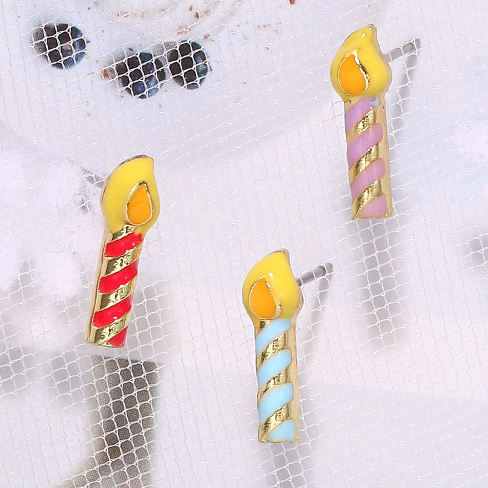Halloween Christmas Birthday Gift Fun Cartoon Color Dripping Candle Earrings Wholesale display picture 6