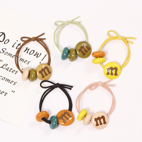 Creative M-bean candy-colored ponytail rubber band hair tie hair band headband leather case hair accessories women's street stall supply