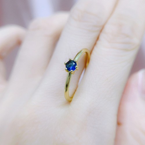 Hazy Moon Japanese and Korean simple six-claw single diamond thin ring for women, real gold plated wedding diamond ring, cross-border accessories wholesale