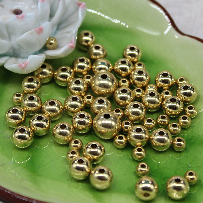 Brass round beads wholesale pure copper glossy beads DIY bird keychain accessories