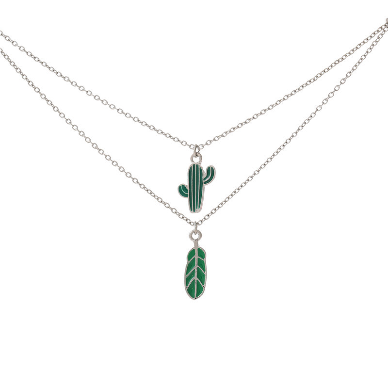 Cartoon Style Cactus Alloy Enamel Girl's Layered Necklaces display picture 5