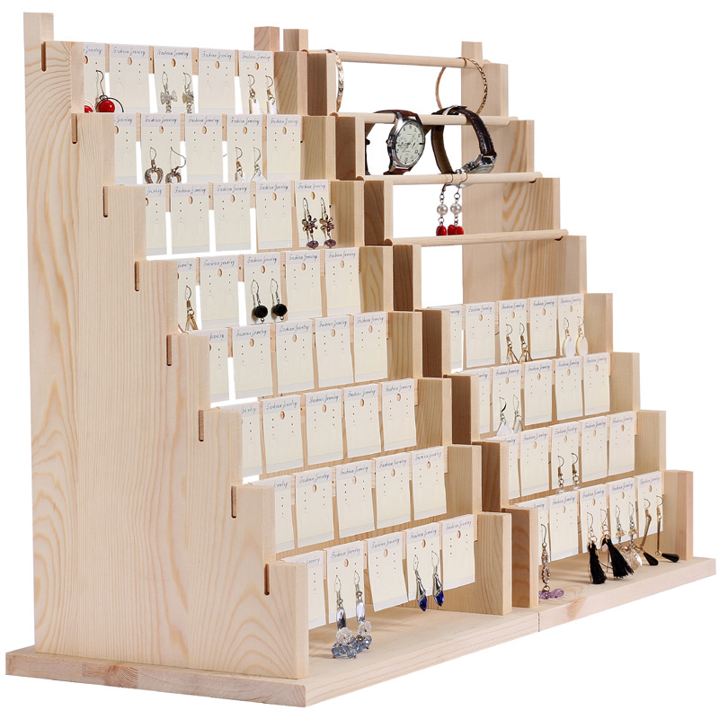 实木耳环架收纳家用首饰架挂耳夹耳钉架子项链手链饰品展示架道具
