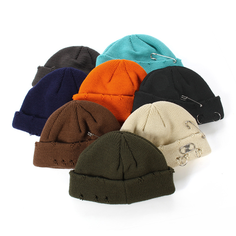 2024 Autumn and winter hole breaking ruffian solid color knitted female trendsetters street yarn versatile styling hat_voghion.com