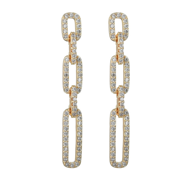 6g Weight 1 Pair Glam Geometric Inlay Alloy Zircon 16K Gold Plated White Gold Plated Drop Earrings