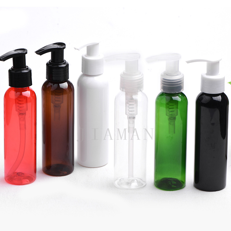 120ml开关泵 乳液左右旋泵 乳液圆形瓶 马卡龙色化妆乳液瓶空瓶子