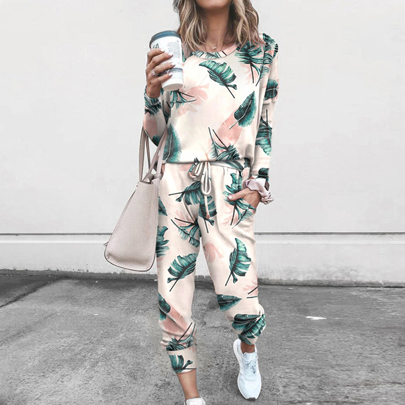 loose printing long-sleeved casual suit  NSKX8468