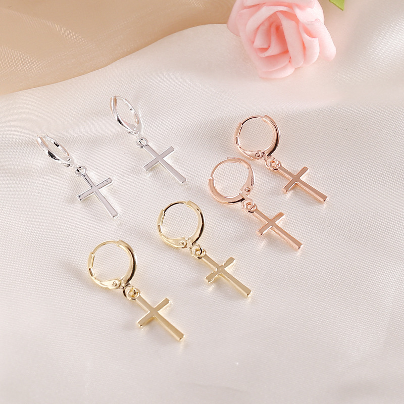 Simple Fashion Style Cross Wild Earrings display picture 2