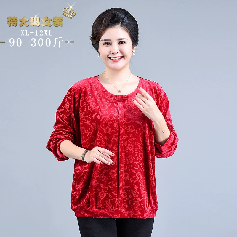 Новая тисненая маленькая рубашка больших размеров плюс Топ большого размера 12XL Размер Осенняя красота маленькая рубашка 0818 Размер Толстая мама бархат