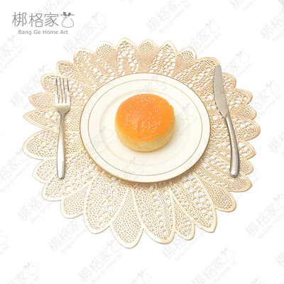 太阳花PVC餐垫向日葵缕空金色桌垫西餐厅装饰垫菊花隔热垫儿童垫
