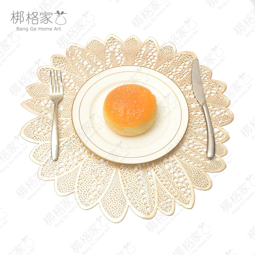 太阳花PVC餐垫向日葵缕空金色桌垫西餐厅装饰垫菊花隔热垫儿童垫