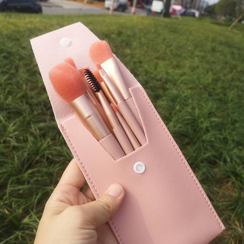 New 8 Mini Makeup Brush Set Portable Matte Soft Hair Eye Shadow Brush Cross Border Beauty Tools Brush Storage Bag