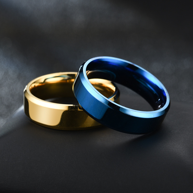 12, 6 Ring Size 1 Piece Quantity Hip-Hop Vintage Style Cool Style Customization Laser Engraving Solid Color Titanium Steel Plating Unisex Rings Men Band Rings