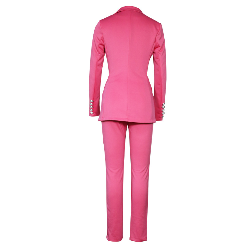 solid color long sleeve suit jacket straight pants two-piece set NSJZC112621