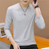 Trend T-shirt, demi-season top for leisure, 2021 collection, long sleeve, round collar, Korean style