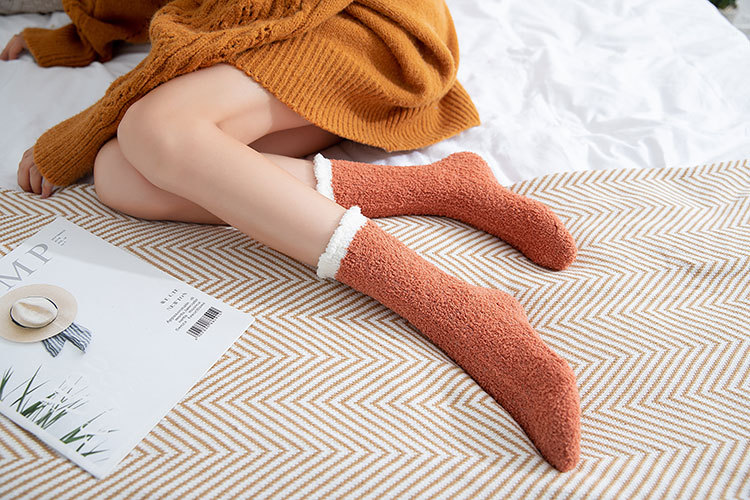 Coral fleece thickening warmth sleeping socks NSFN9374